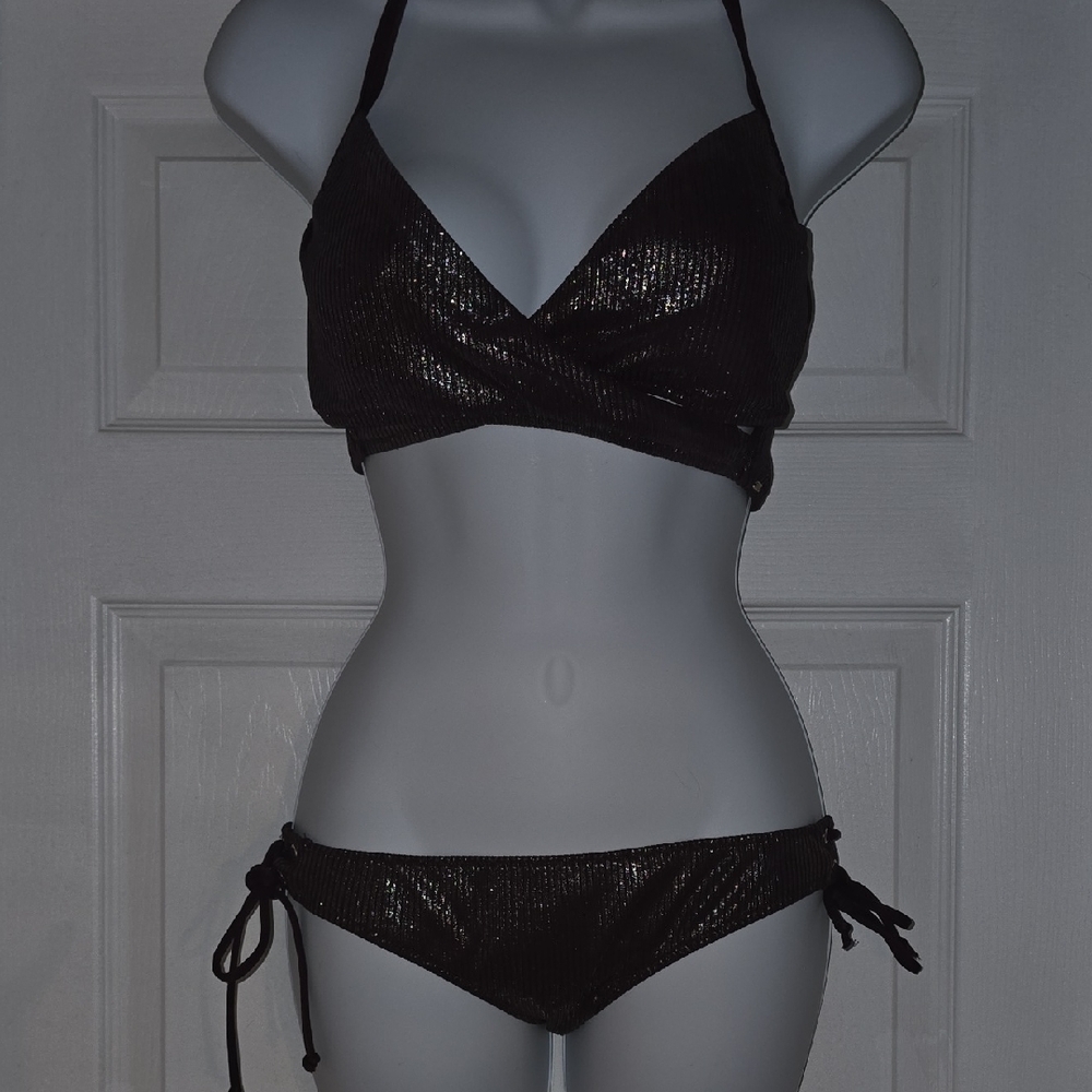 PINK Victoria's Secret Burgundy Sparkle 2pc Bikini